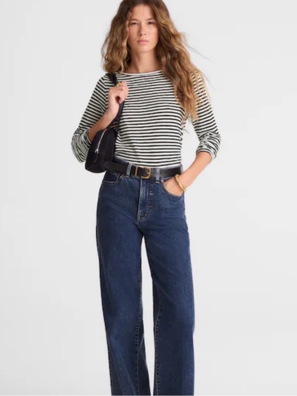 Madewell Ruched Crewneck Long-Sleeve Tee in Soft Slub